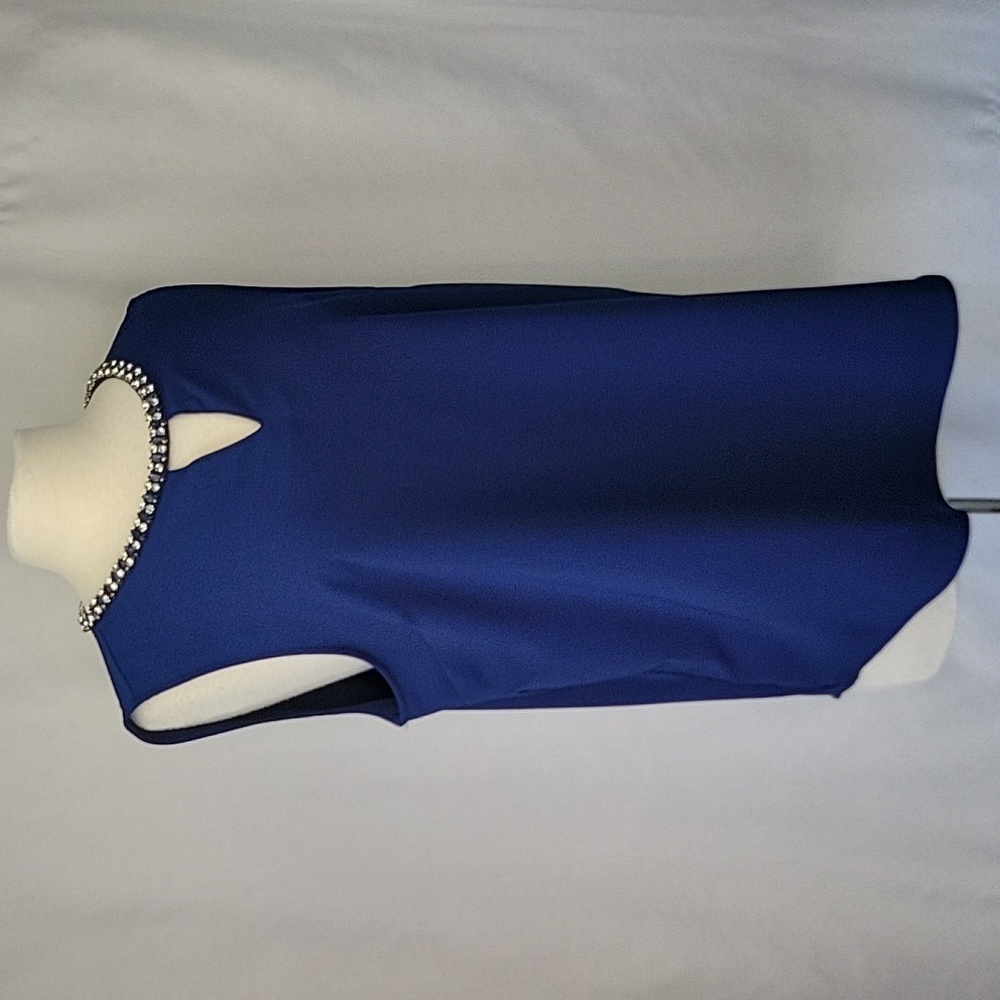 Dalia Sleeveless Cutout Jewel Neck Blouse Navy Blue Size XL NWT
